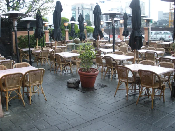 Stamped concrete patio for restaurant