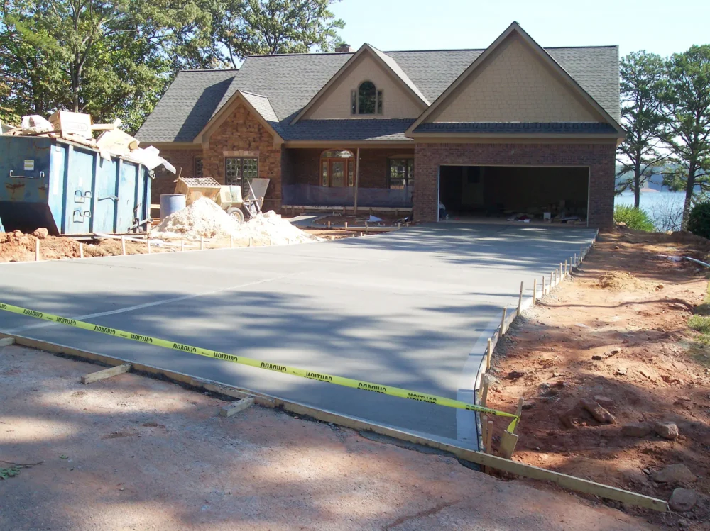 New concrete driveway installation