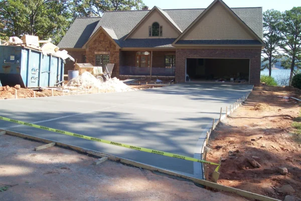 New concrete driveway installation