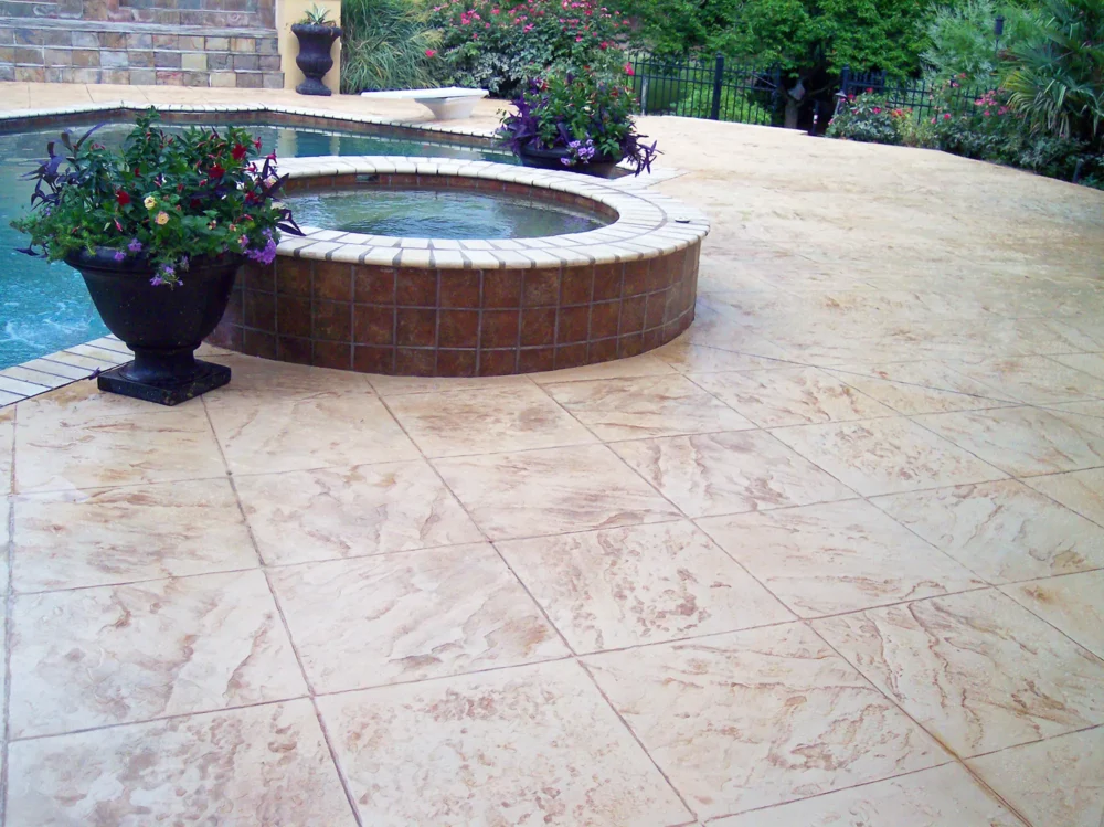 Stamped concrete pool deck