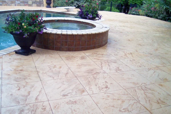 Stamped concrete pool deck