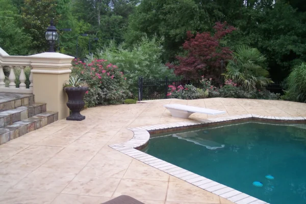 Stamped concrete pool deck