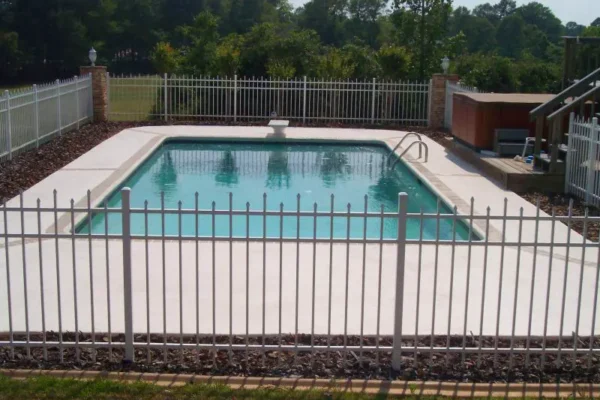 Resurfaced concrete pool deck