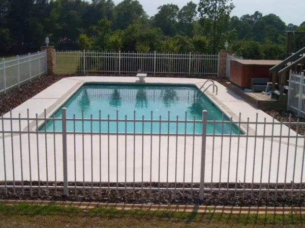 Resurfaced concrete pool deck