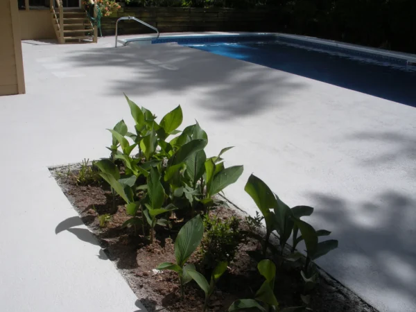 Resurfaced concrete pool deck