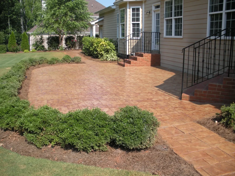 Stamped concrete patio & walkway