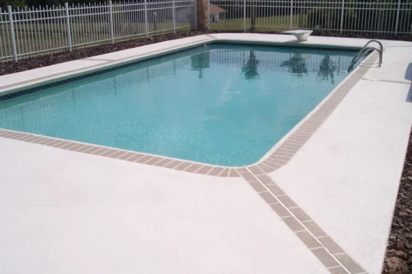 Resurfaced concrete pool deck